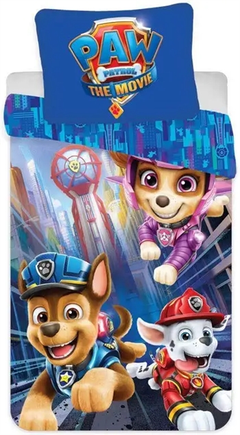 Billede af Paw Patrol The Movie Junior sengetøj 100x140 cm - Paw Patrol sengesæt junior - The Movie - 2 i 1 - 100% bomuld hos Shopdyner.dk